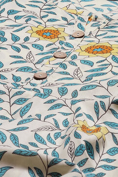 Cream Flared Printed Dress image number 1